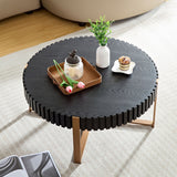 Modern Handcraft Drum Coffee Table 31.5 inch Round Coffee Table for Living Room,Small Coffee Table with Sturdy Pedestal
