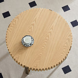 Modern Handcraft Drum Coffee Table 31.5 inch Round Coffee Table for Living Room,Small Coffee Table with Sturdy Pedestal