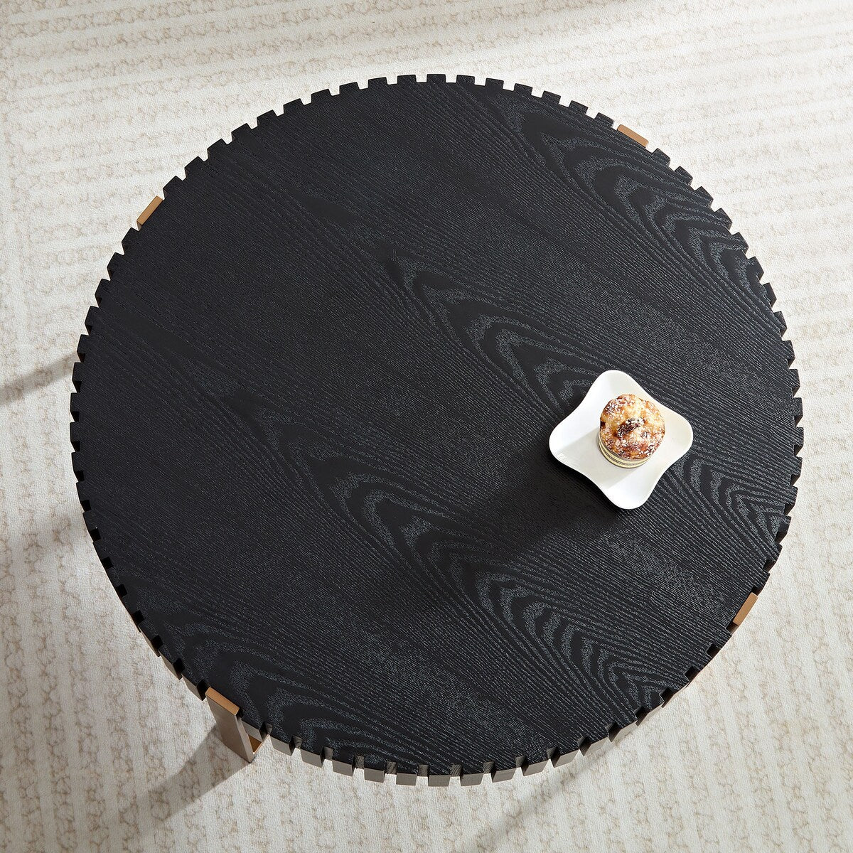 Modern Handcraft Drum Coffee Table 31.5 inch Round Coffee Table for Living Room,Small Coffee Table with Sturdy Pedestal