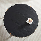 Modern Handcraft Drum Coffee Table 31.5 inch Round Coffee Table for Living Room,Small Coffee Table with Sturdy Pedestal
