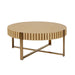 Modern Handcraft Drum Coffee Table 31.5 inch Round Coffee Table for Living Room,Small Coffee Table with Sturdy Pedestal