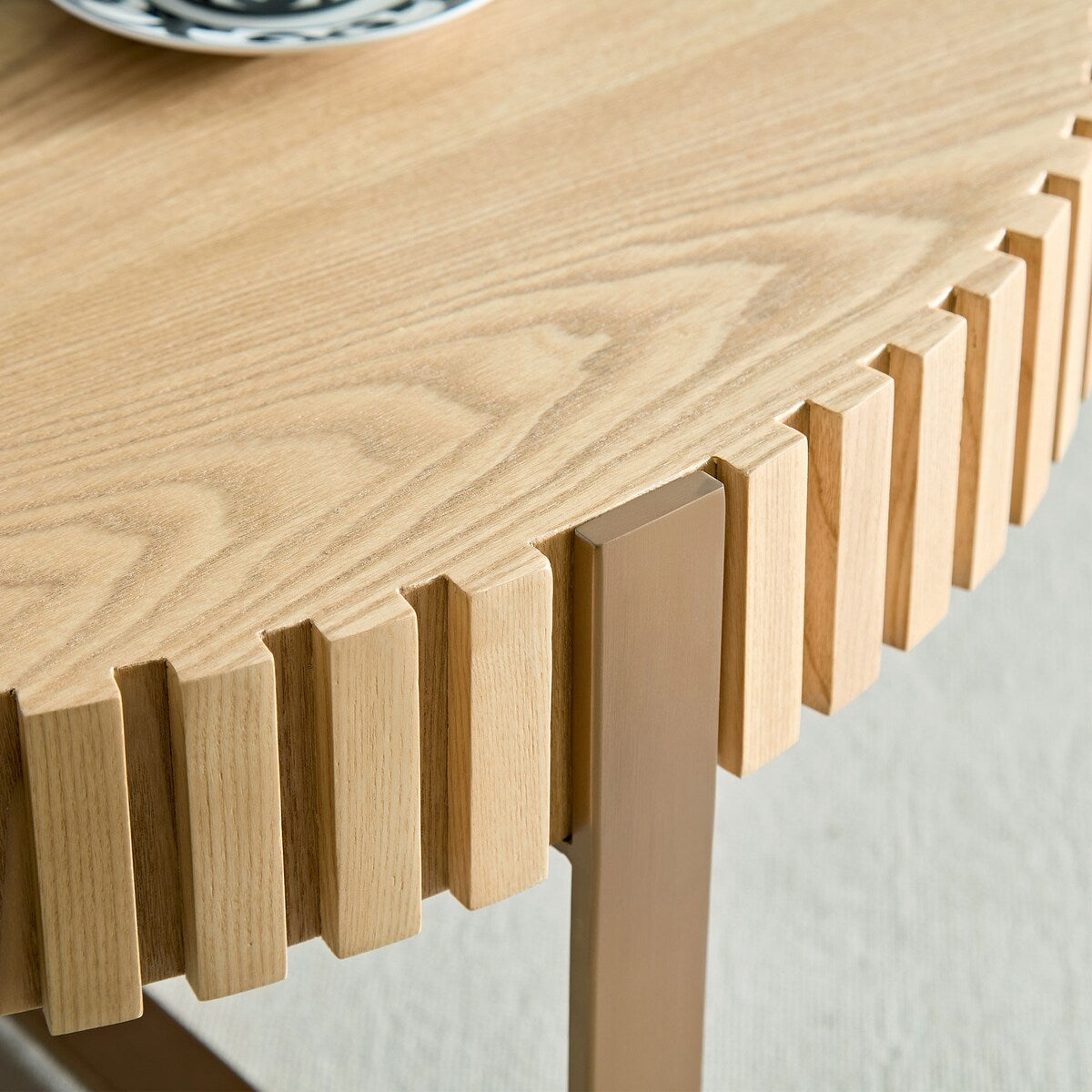 Modern Handcraft Drum Coffee Table 31.5 inch Round Coffee Table for Living Room,Small Coffee Table with Sturdy Pedestal