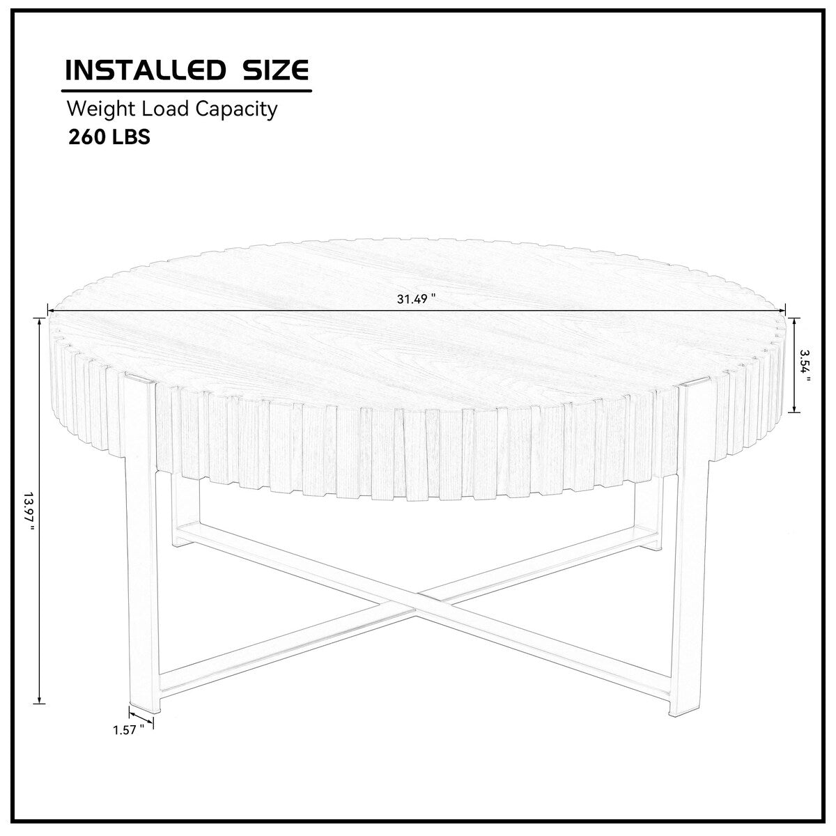 Modern Handcraft Drum Coffee Table 31.5 inch Round Coffee Table for Living Room,Small Coffee Table with Sturdy Pedestal