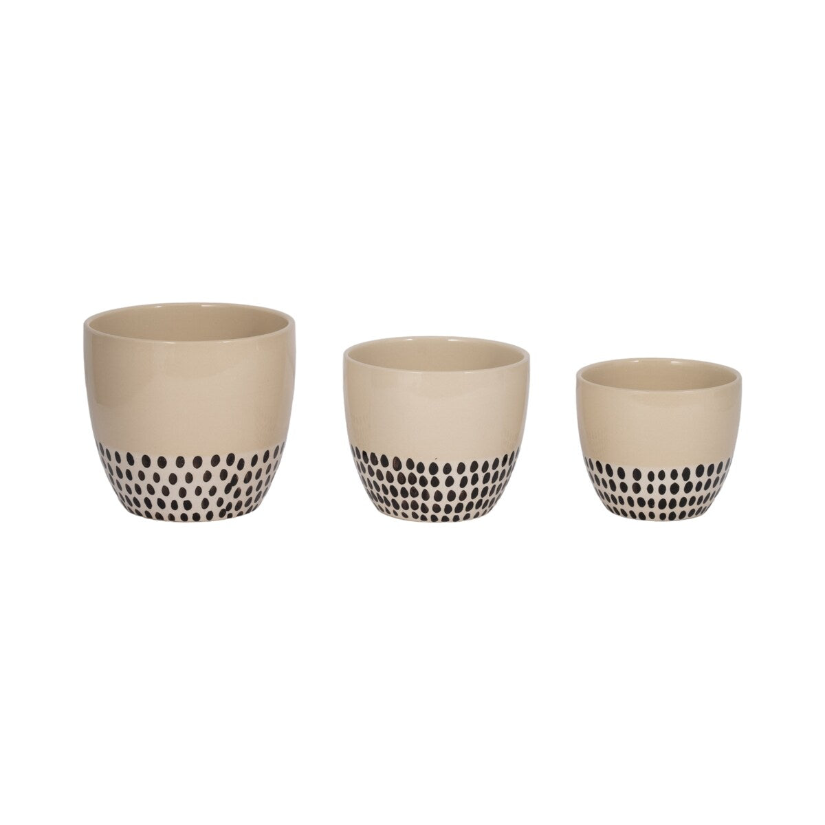 Modern Handmade Painted Face Ceramic Planters (Set of 3) - 8" x 8" x 7"