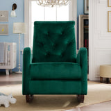 Modern High Back Armchair Baby Room Rocking Chair & Nursery Chair with Comfortable Rocker Fabric Padded Seat and Wood Leg