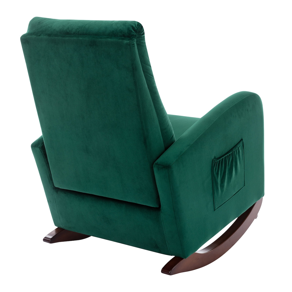 Modern High Back Armchair Baby Room Rocking Chair & Nursery Chair with Comfortable Rocker Fabric Padded Seat and Wood Leg