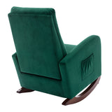Modern High Back Armchair Baby Room Rocking Chair & Nursery Chair with Comfortable Rocker Fabric Padded Seat and Wood Leg