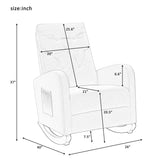Modern High Back Armchair Baby Room Rocking Chair & Nursery Chair with Comfortable Rocker Fabric Padded Seat and Wood Leg