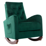 Modern High Back Armchair Baby Room Rocking Chair & Nursery Chair with Comfortable Rocker Fabric Padded Seat and Wood Leg