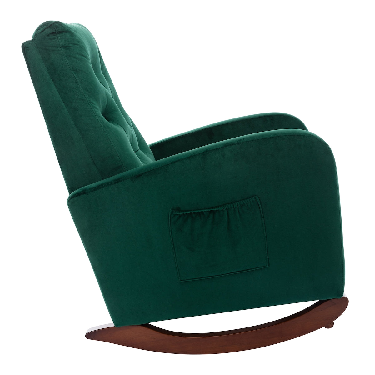 Modern High Back Armchair Baby Room Rocking Chair & Nursery Chair with Comfortable Rocker Fabric Padded Seat and Wood Leg