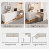 Modern Home Office Expandable Dresser Desk Combo with 6 Drawers