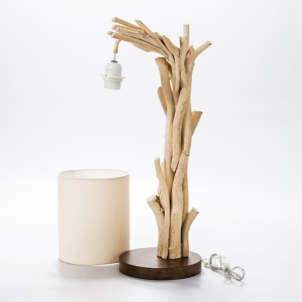 Modern Home Offset Driftwood Nautical Wooden Table Lamp