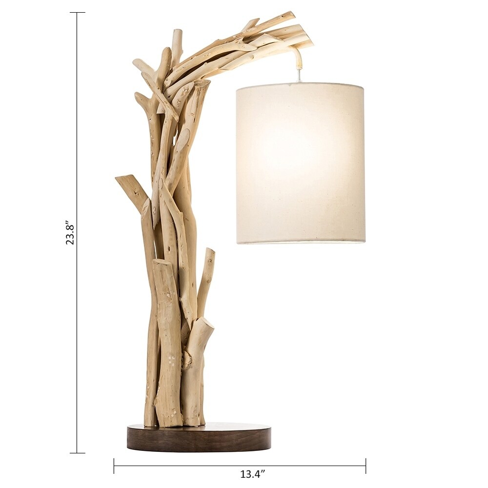 Modern Home Offset Driftwood Nautical Wooden Table Lamp