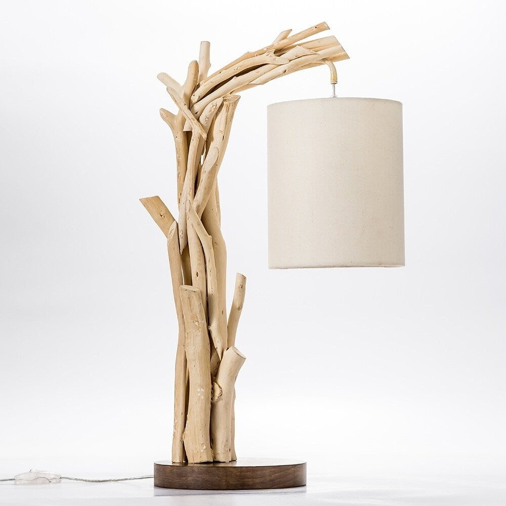 Modern Home Offset Driftwood Nautical Wooden Table Lamp