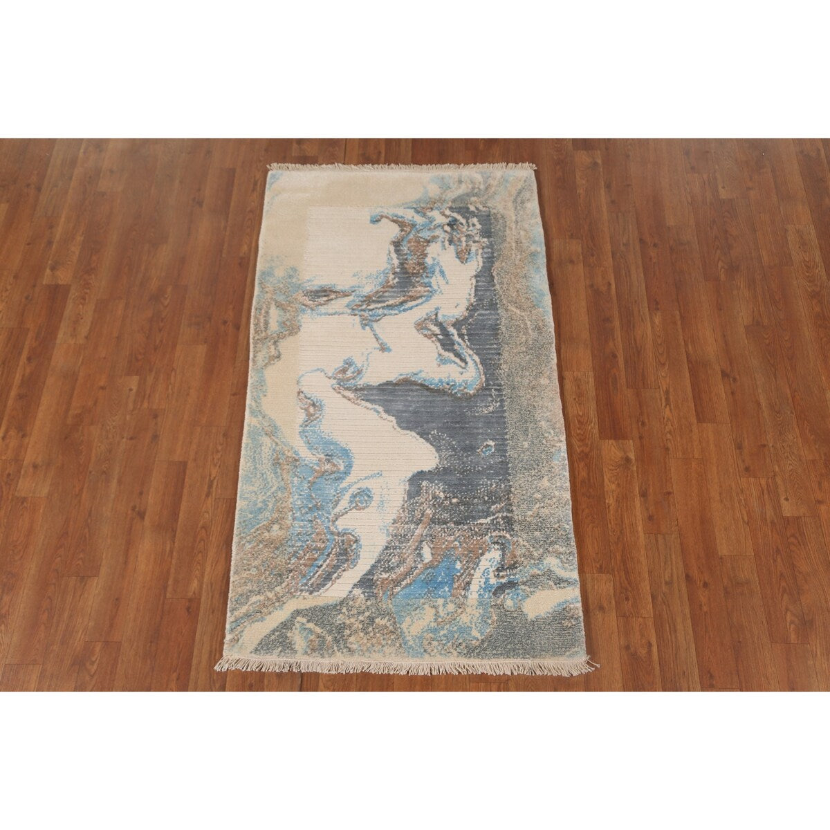 Modern Indian Abstract Accent Rug Handmade Wool Carpet - 2'9"x 4'10"