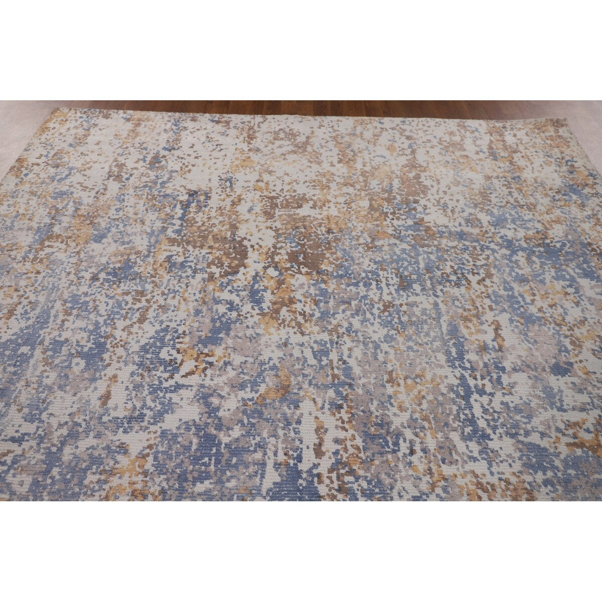 Modern Indian Abstract Area Rug Handmade Wool Carpet - 7'10"x 9'10"