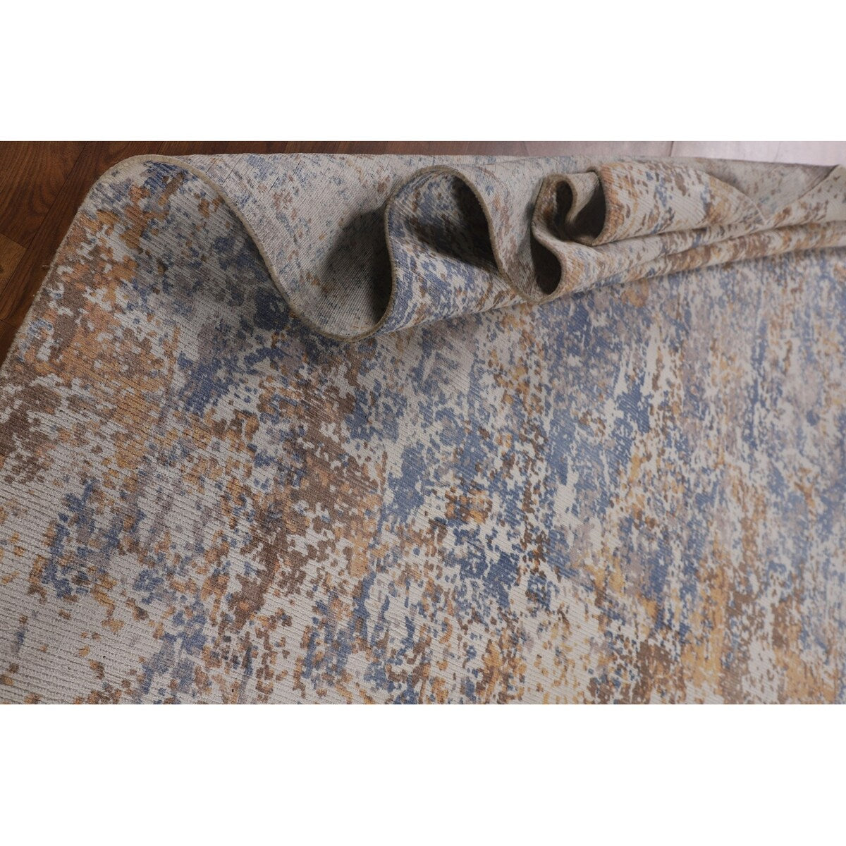 Modern Indian Abstract Area Rug Handmade Wool Carpet - 7'10"x 9'10"