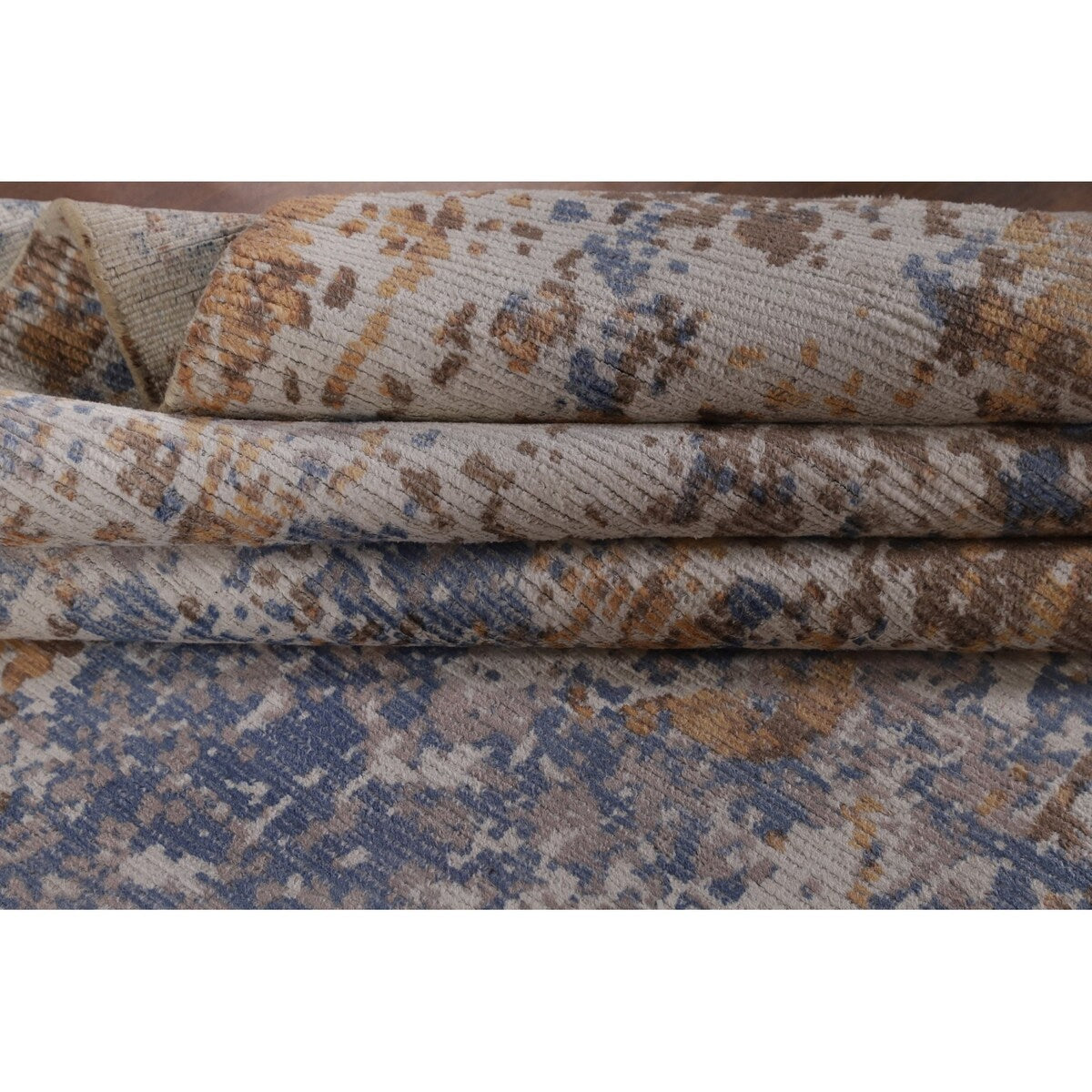 Modern Indian Abstract Area Rug Handmade Wool Carpet - 7'10"x 9'10"