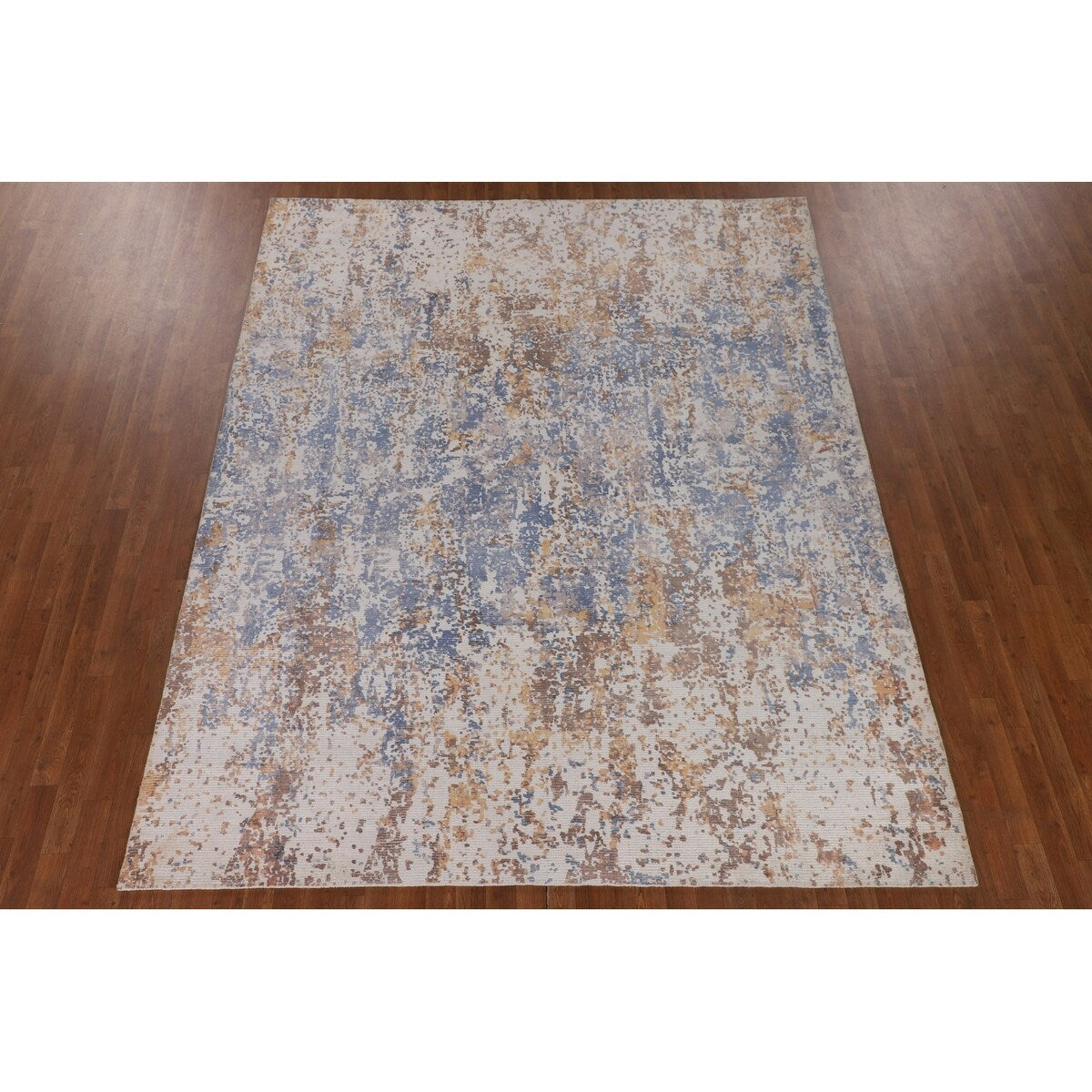 Modern Indian Abstract Area Rug Handmade Wool Carpet - 7'10"x 9'10"