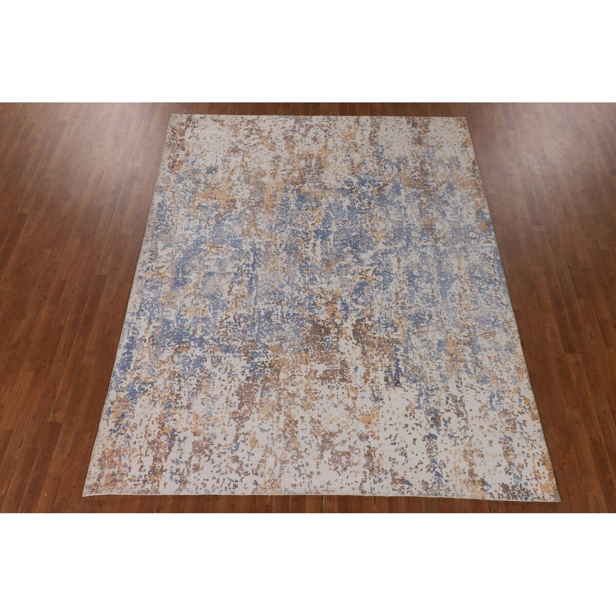 Modern Indian Abstract Area Rug Handmade Wool Carpet - 7'10"x 9'10"