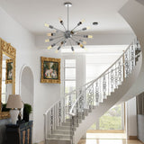 Modern Industrial 18 Lights Sputnik Chandelier with Adjustable Rods for Kitchen, Dining Room, Bedroom, Living Room, Hallway