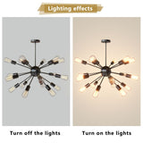 Modern Industrial 18 Lights Sputnik Chandelier with Adjustable Rods for Kitchen, Dining Room, Bedroom, Living Room, Hallway