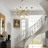 Modern Industrial 18 Lights Sputnik Chandelier with Adjustable Rods for Kitchen, Dining Room, Bedroom, Living Room, Hallway