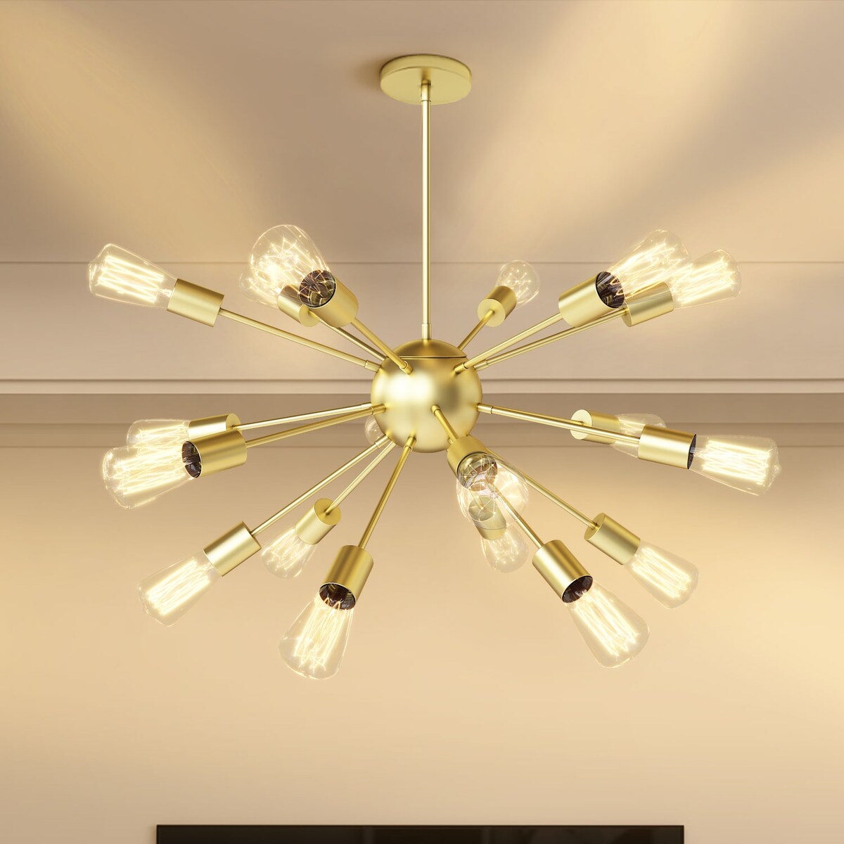 Modern Industrial 18 Lights Sputnik Chandelier with Adjustable Rods for Kitchen, Dining Room, Bedroom, Living Room, Hallway