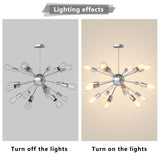 Modern Industrial 18 Lights Sputnik Chandelier with Adjustable Rods for Kitchen, Dining Room, Bedroom, Living Room, Hallway