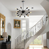 Modern Industrial 18 Lights Sputnik Chandelier with Adjustable Rods for Kitchen, Dining Room, Bedroom, Living Room, Hallway