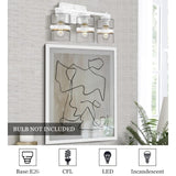 Modern Industrial 3-Light Bathroom Vanity Light with Clear Glass,White or Black and Gold Finish