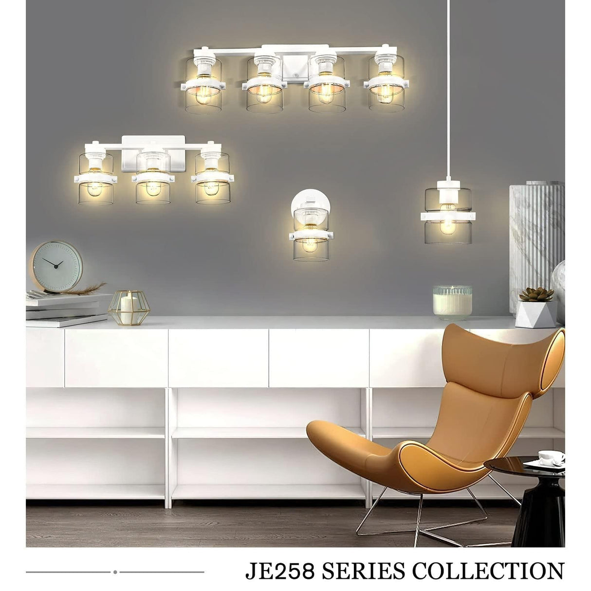 Modern Industrial 3-Light Bathroom Vanity Light with Clear Glass,White or Black and Gold Finish