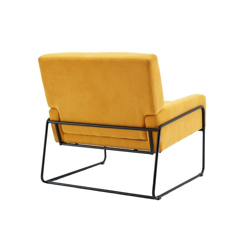 Modern Industrial Style Accent Arm Chair with Metal Frame, High Density Soft Single Lounge Chairs for Living Room, Black