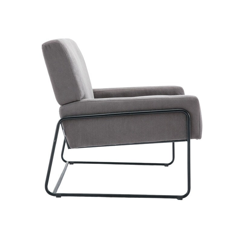 Modern Industrial Style Accent Arm Chair with Metal Frame, High Density Soft Single Lounge Chairs for Living Room, Black
