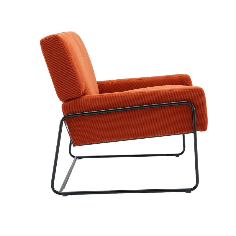 Modern Industrial Style Accent Arm Chair with Metal Frame, High Density Soft Single Lounge Chairs for Living Room, Black