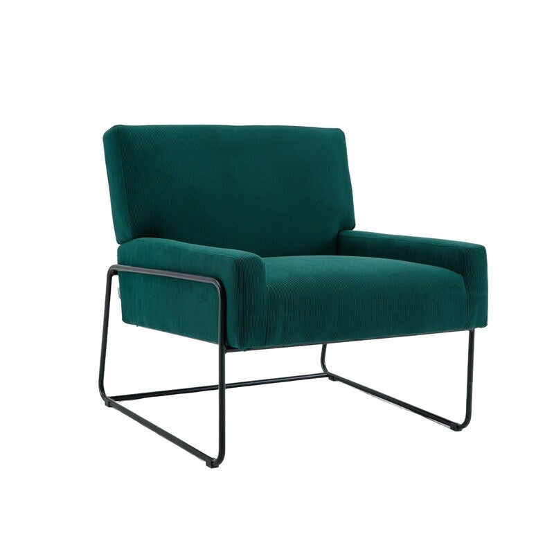 Modern Industrial Style Accent Arm Chair with Metal Frame, High Density Soft Single Lounge Chairs for Living Room, Black