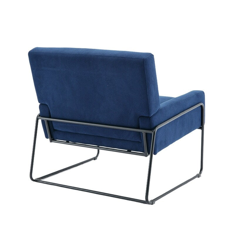 Modern Industrial Style Accent Arm Chair with Metal Frame, High Density Soft Single Lounge Chairs for Living Room, Black