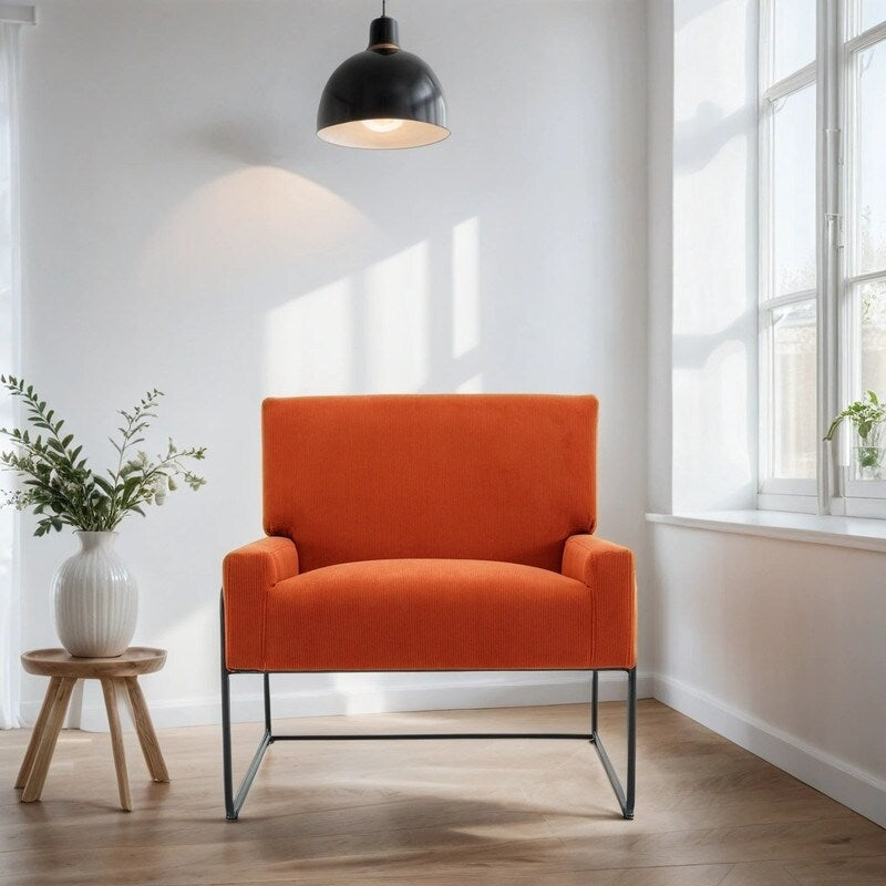 Modern Industrial Style Accent Arm Chair with Metal Frame, High Density Soft Single Lounge Chairs for Living Room, Black
