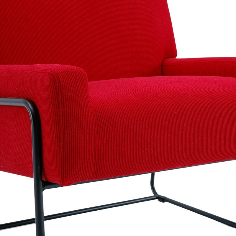 Modern Industrial Style Accent Arm Chair with Metal Frame, High Density Soft Single Lounge Chairs for Living Room, Black