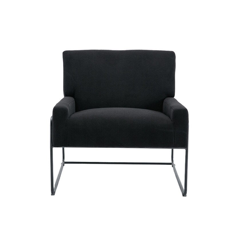 Modern Industrial Style Accent Arm Chair with Metal Frame, High Density Soft Single Lounge Chairs for Living Room, Black