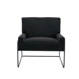 Modern Industrial Style Accent Arm Chair with Metal Frame, High Density Soft Single Lounge Chairs for Living Room, Black