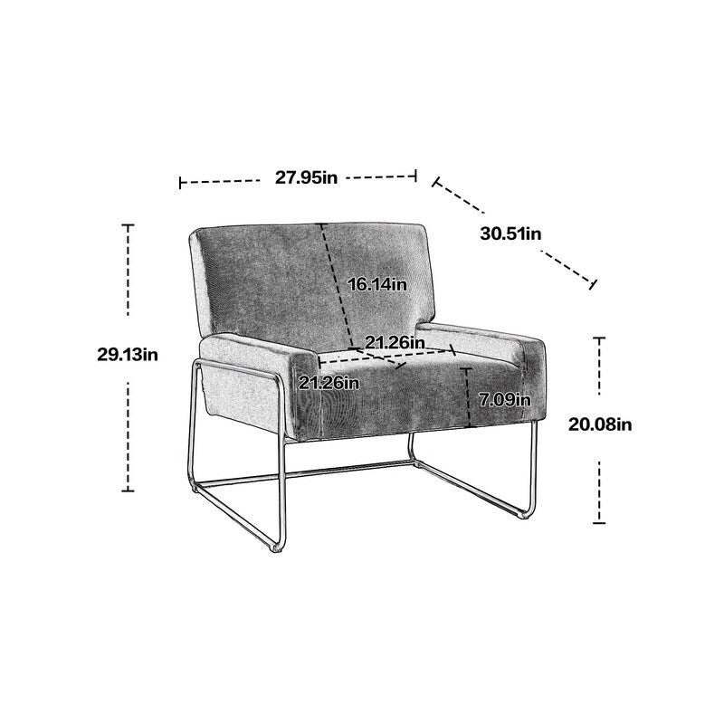 Modern Industrial Style Accent Arm Chair with Metal Frame, High Density Soft Single Lounge Chairs for Living Room, Black