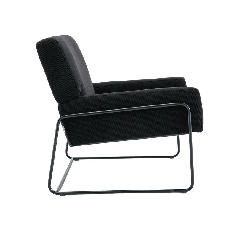 Modern Industrial Style Accent Arm Chair with Metal Frame, High Density Soft Single Lounge Chairs for Living Room, Black
