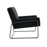 Modern Industrial Style Accent Arm Chair with Metal Frame, High Density Soft Single Lounge Chairs for Living Room, Black