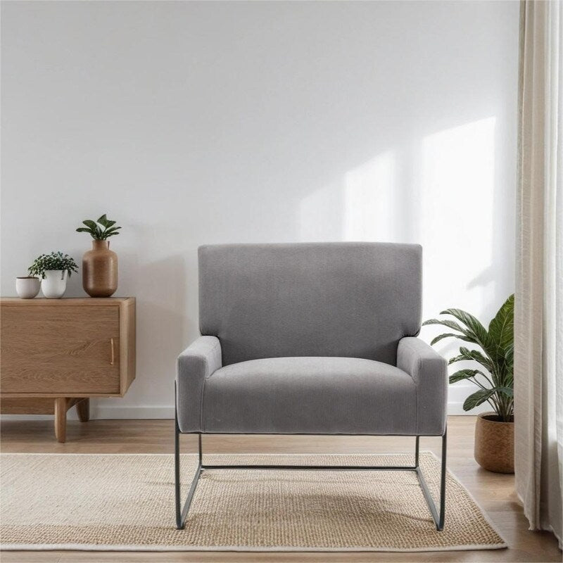 Modern Industrial Style Accent Arm Chair with Metal Frame, High Density Soft Single Lounge Chairs for Living Room, Black