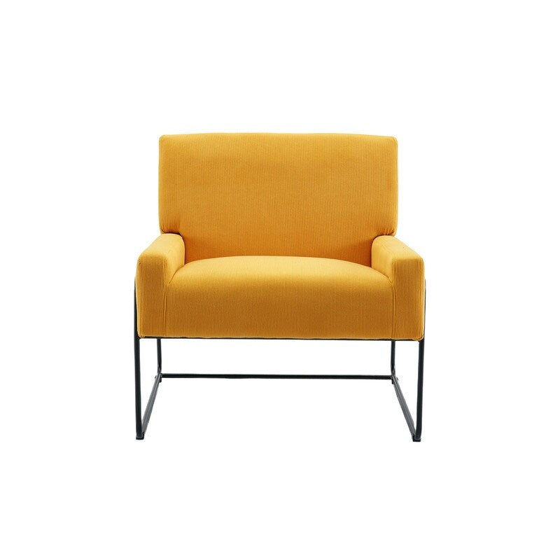 Modern Industrial Style Accent Arm Chair with Metal Frame, High Density Soft Single Lounge Chairs for Living Room, Black