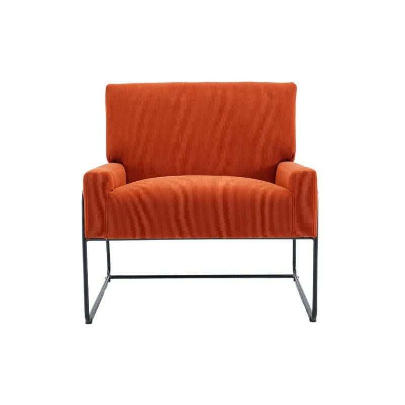 Modern Industrial Style Accent Arm Chair with Metal Frame, High Density Soft Single Lounge Chairs for Living Room, Black