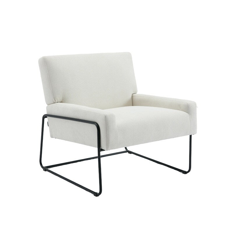 Modern Industrial Style Accent Arm Chair with Metal Frame, High Density Soft Single Lounge Chairs for Living Room, Black
