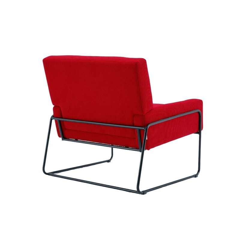 Modern Industrial Style Accent Arm Chair with Metal Frame, High Density Soft Single Lounge Chairs for Living Room, Black