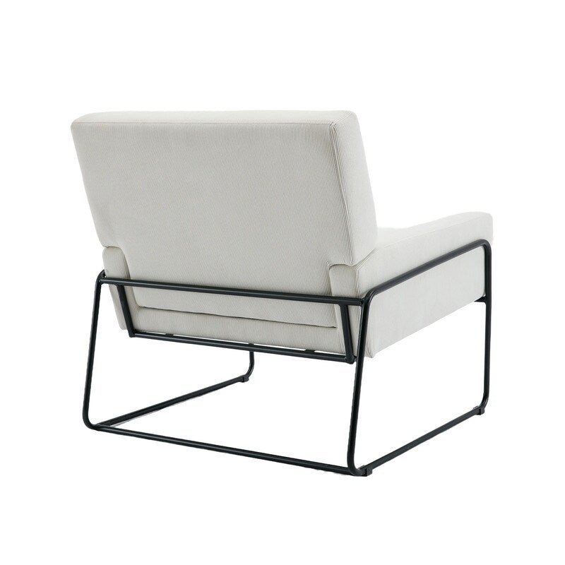 Modern Industrial Style Accent Arm Chair with Metal Frame, High Density Soft Single Lounge Chairs for Living Room, Black